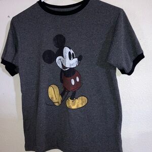 Retro Disney Charcoal Mickey Mouse Tee with Neck and Arm‎ Bands
